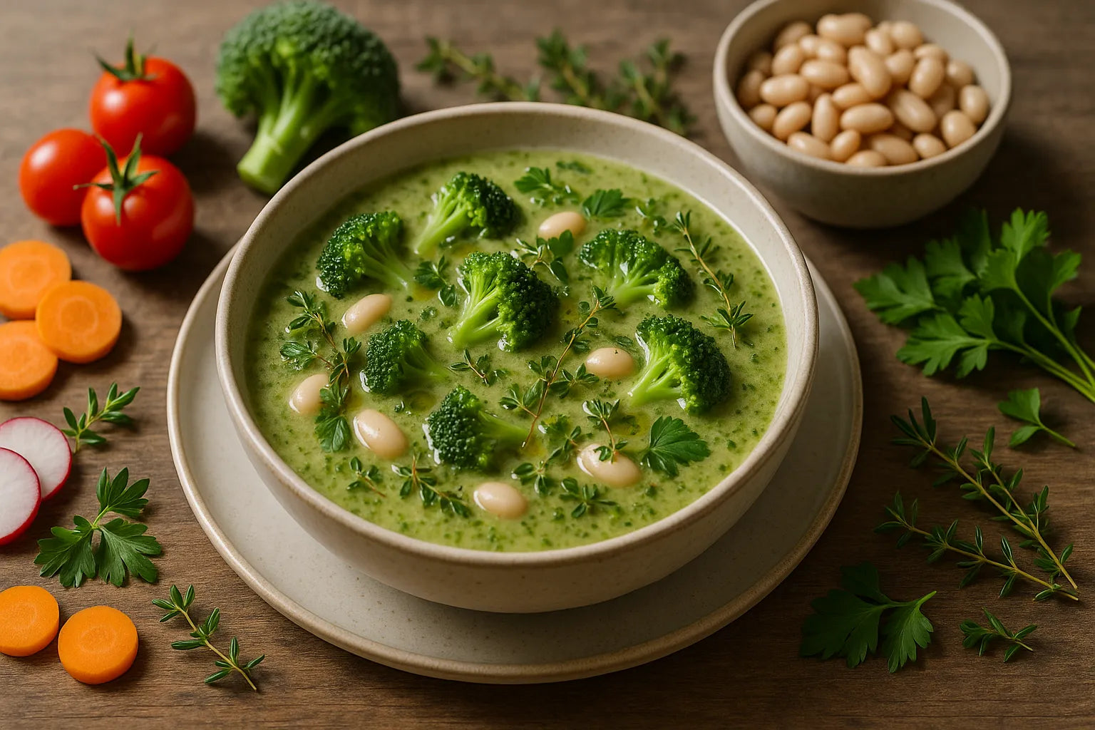Broccoli soup with white beans