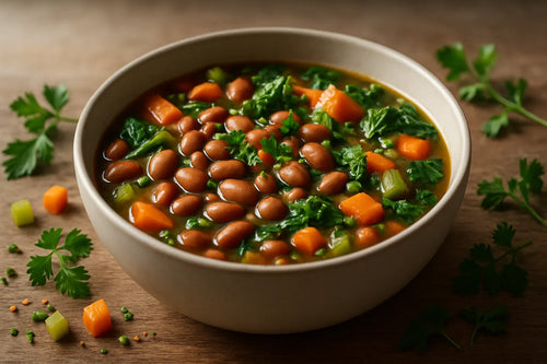 Brown bean soup with extra vegetables