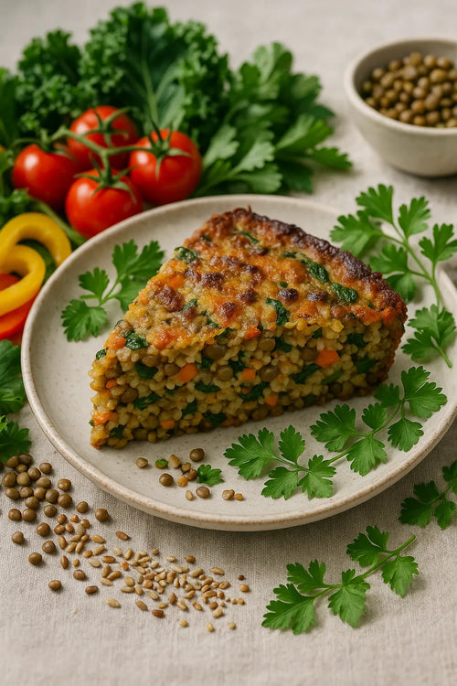 Gratin de riz brun et lentilles
