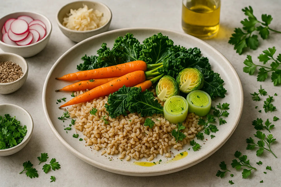 Brown rice with Dutch vegetables