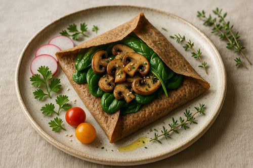 Buckwheat Galette with Mushrooms and Spinach