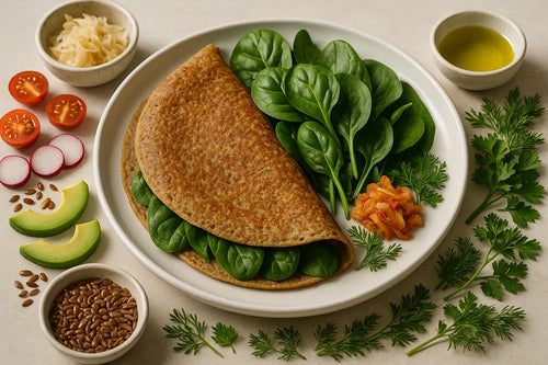 Buckwheat pancake with spinach