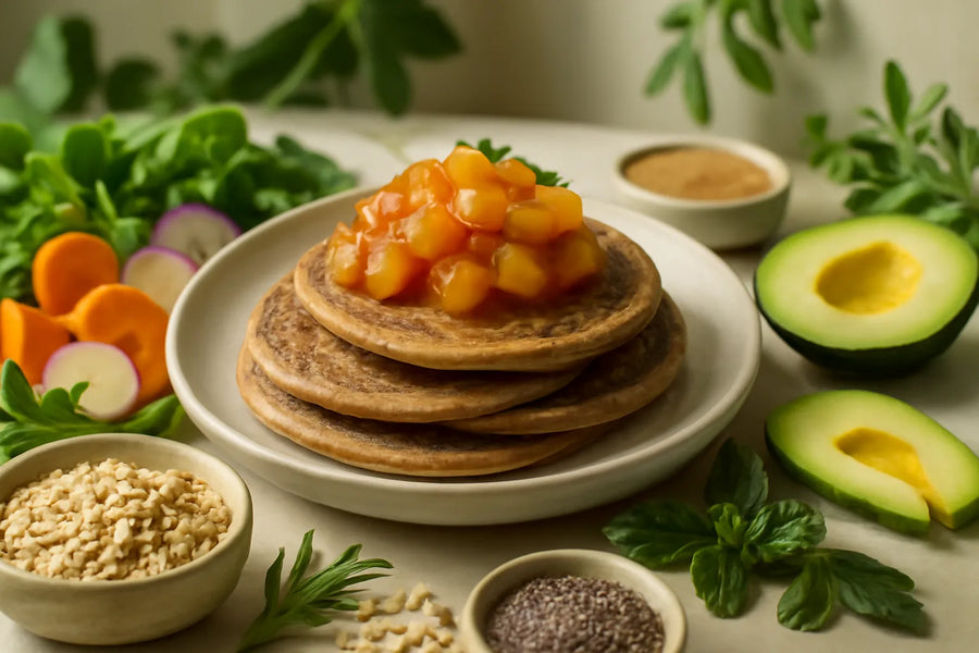 Buckwheat pancakes with apple compote