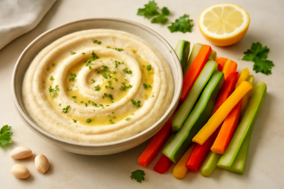 Crema de alubias cannellini con verduras crudas