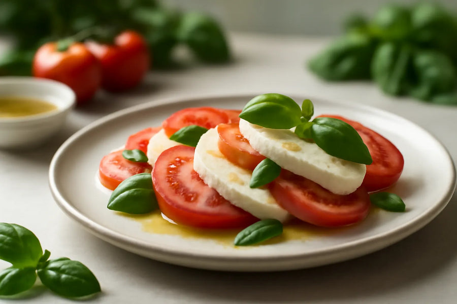 Salade Caprese avec mozzarella légère