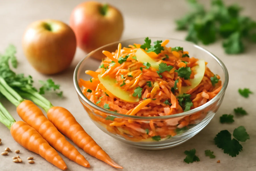 Carrot apple salad with sunflower seeds