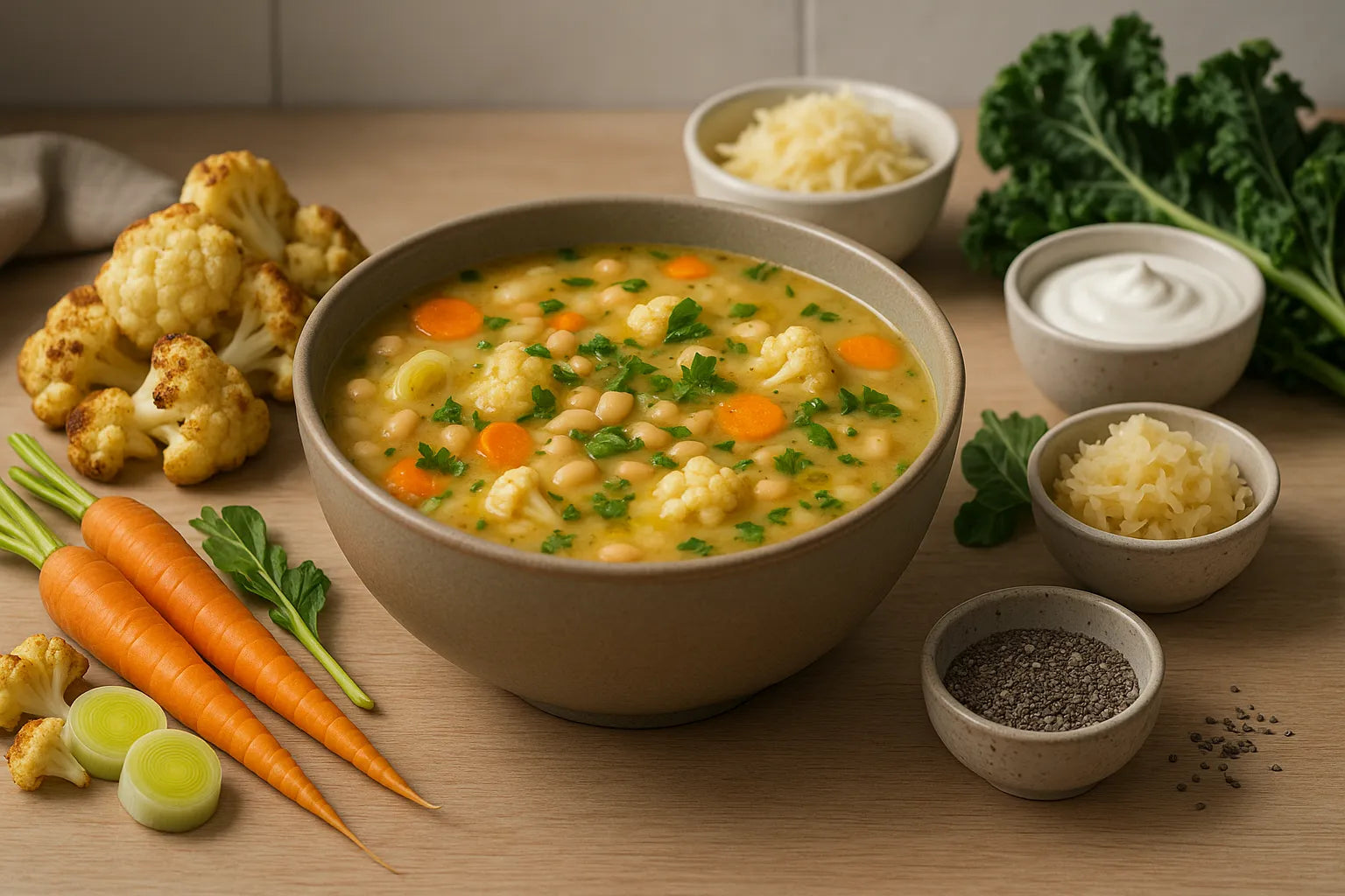 Cauliflower Leek Bean Soup