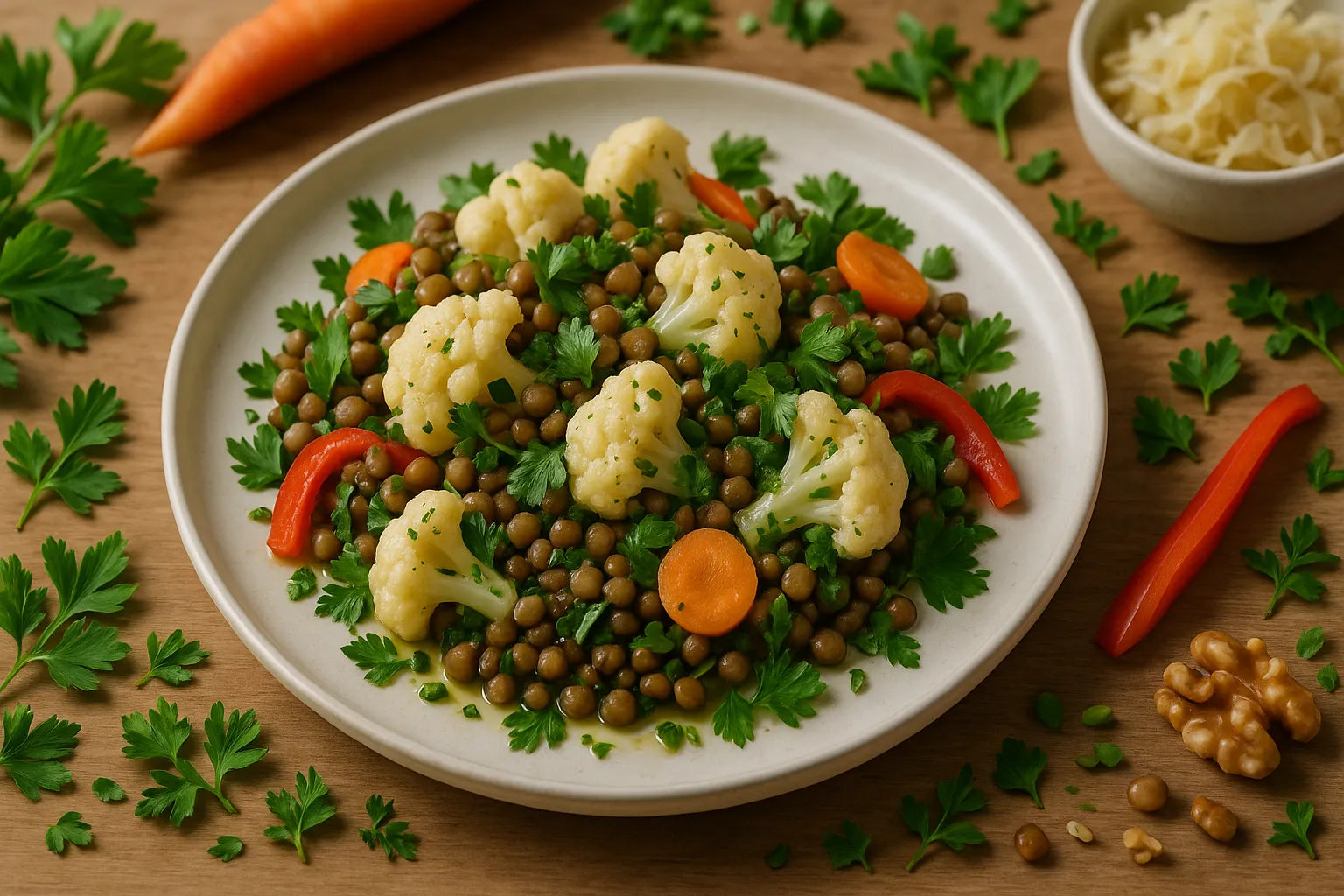 Cauliflower Lentil Herb Salad