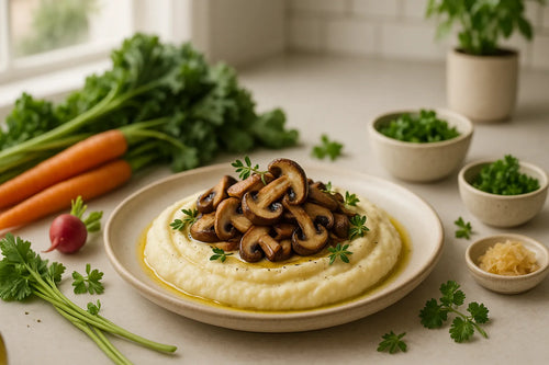 Celeriac potato puree with mushrooms