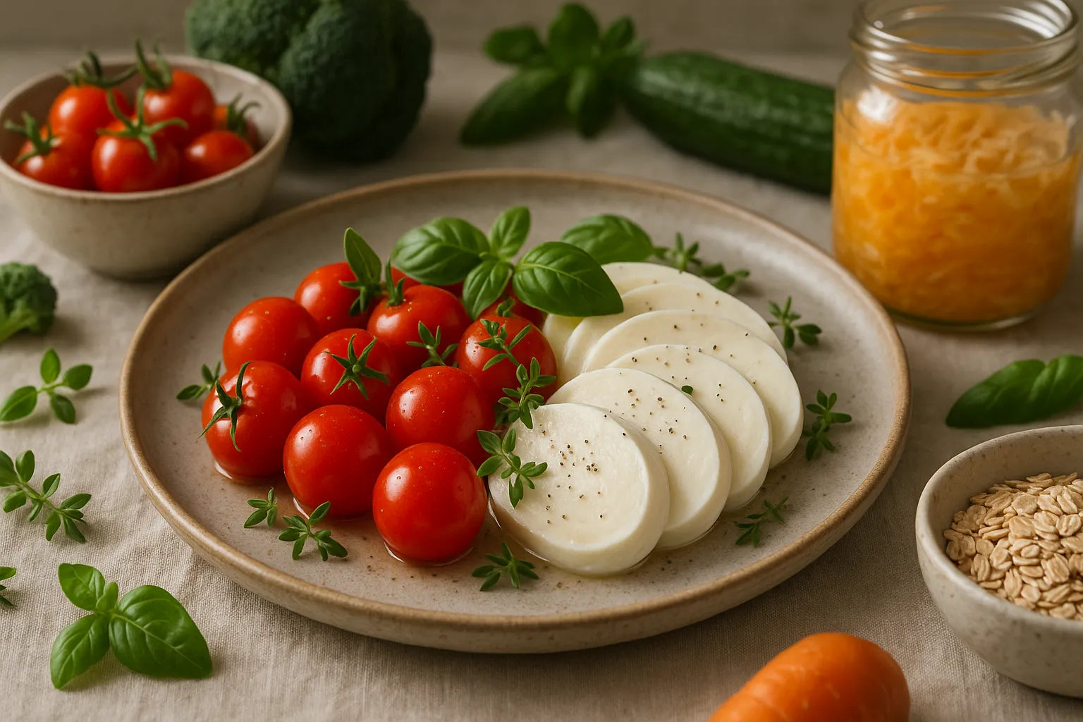 Cherry tomatoes with light mozzarella