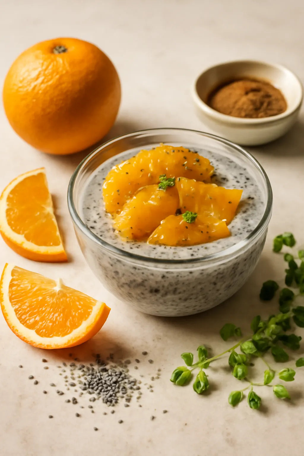 Chia-pudding met sinaasappel en kaneel