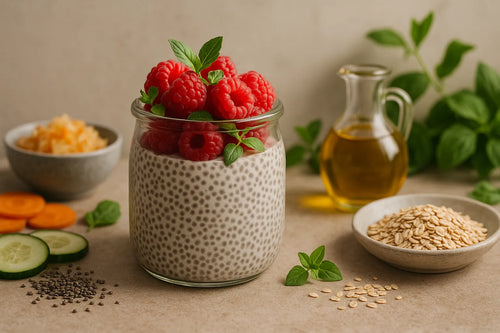 Chia pudding with raspberries
