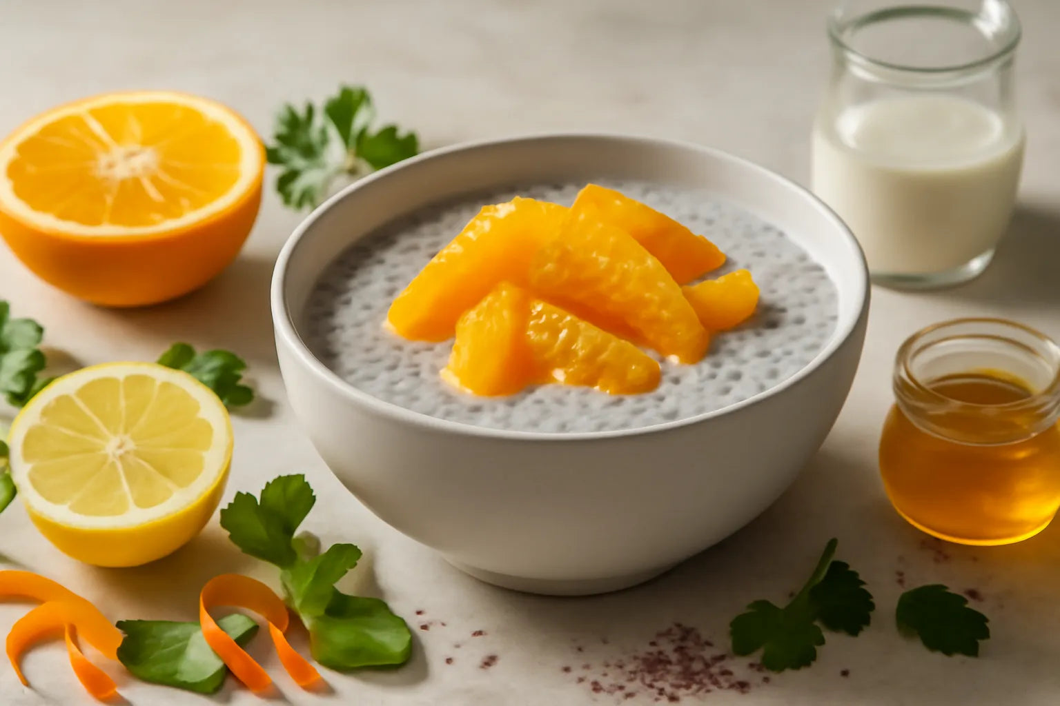 Chia pudding with Spanish citrus