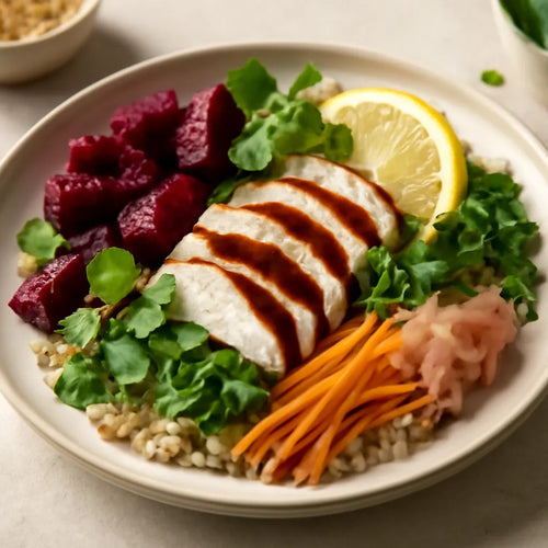 Chicken Beetroot Lemon Soy Pokebowl