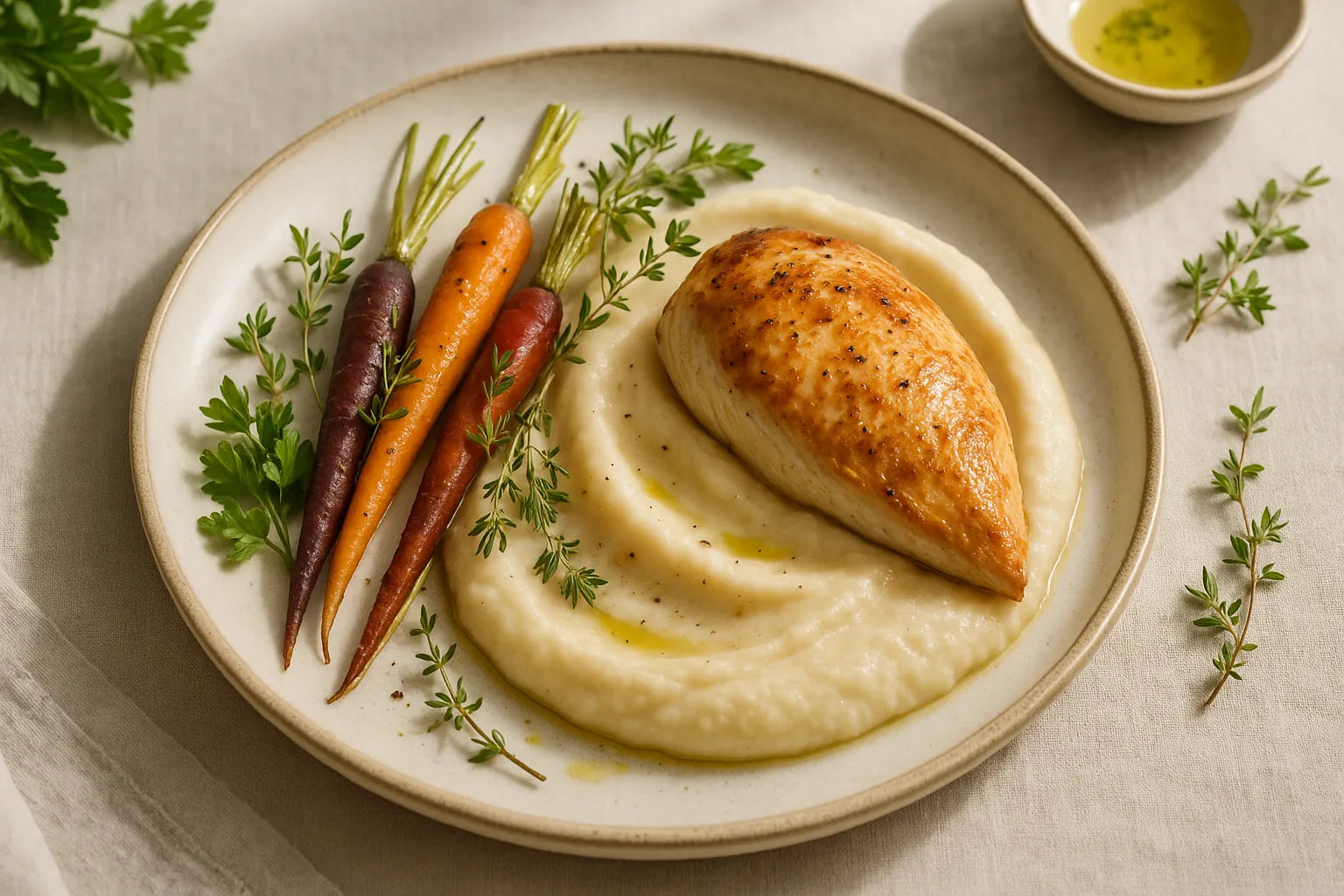 Chicken breast with celeriac puree