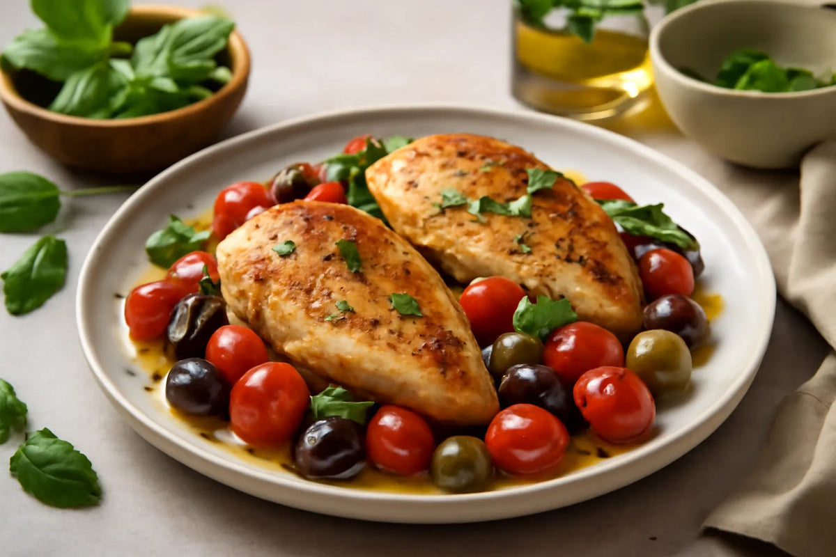 Hähnchenbrust mit Tomate und Oliven