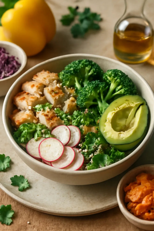 Chicken Broccoli Sesame Garlic Pokebowl