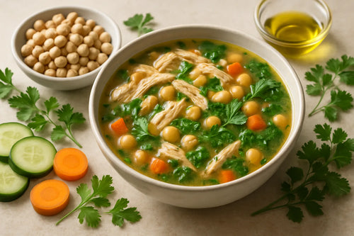 Sopa de pollo y garbanzos