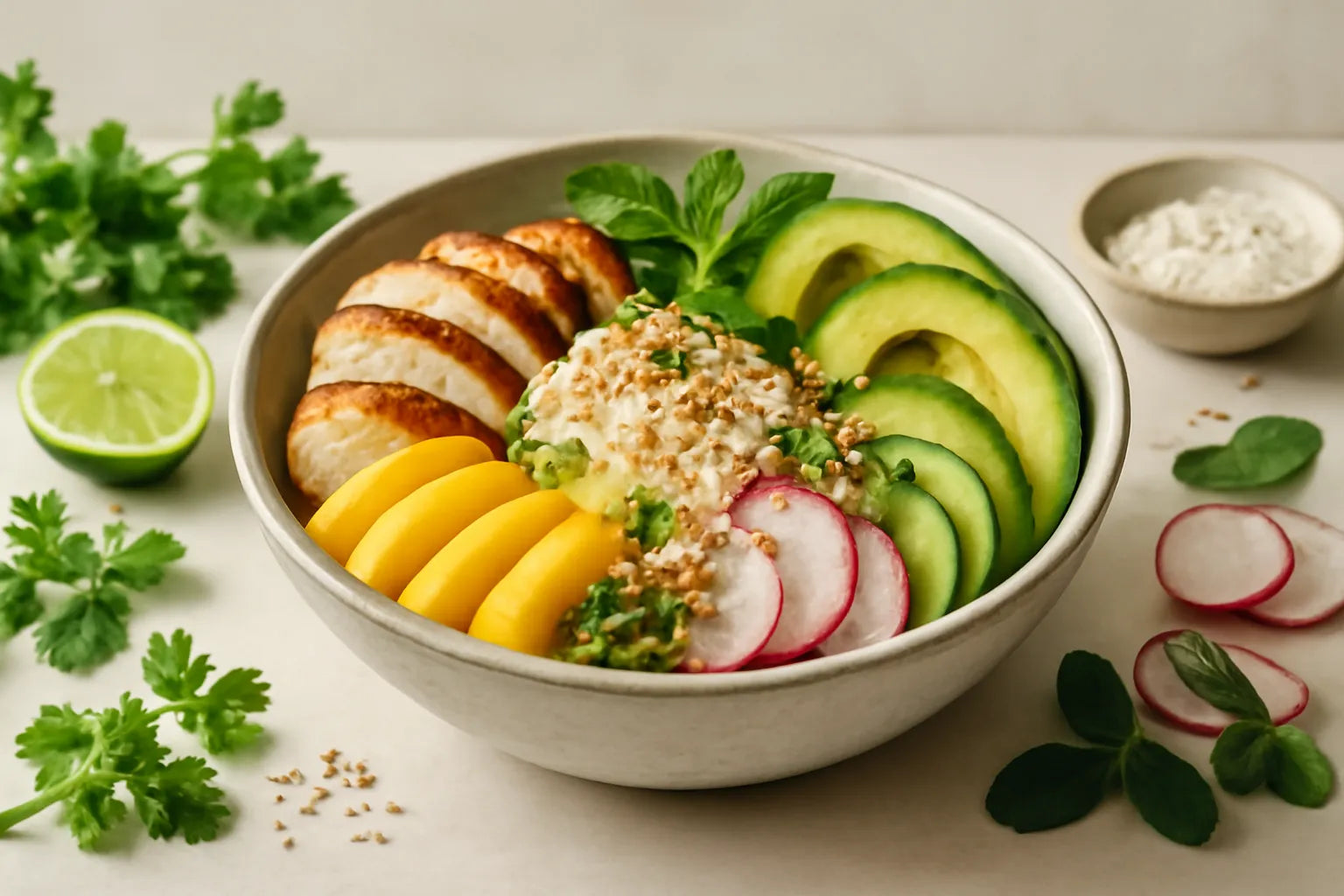 Chicken Mango Coconut Lime Pokebowl