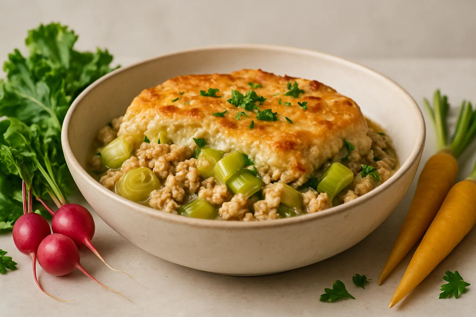 Chicken mince and leek casserole