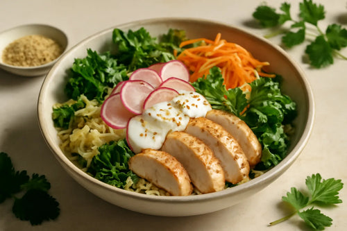 Chicken Radish Yogurt Sesame Pokebowl