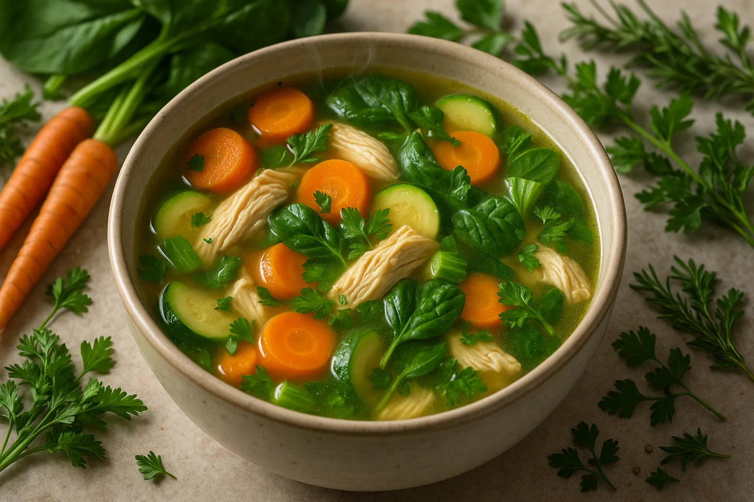 Chicken soup with plenty of vegetables