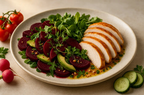 Chicken with beetroot salad