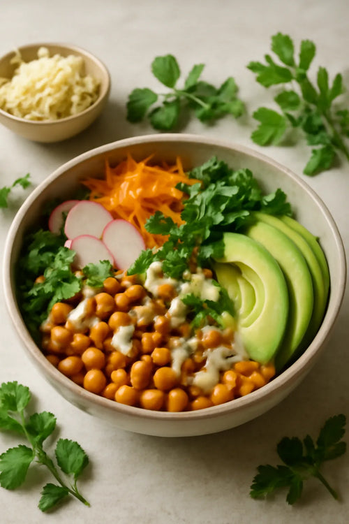 Chickpea Avocado Tahini Pokebowl