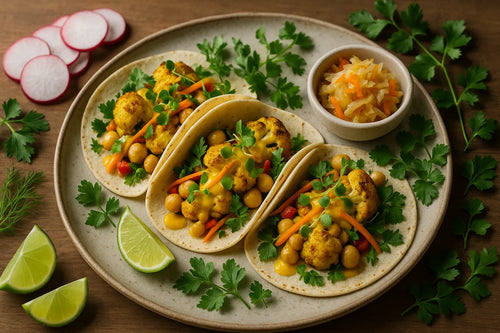 Tacos de garbanzos y coliflor