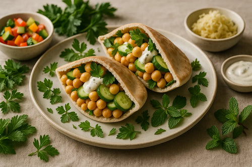 Chickpea Cucumber Pita Pockets
