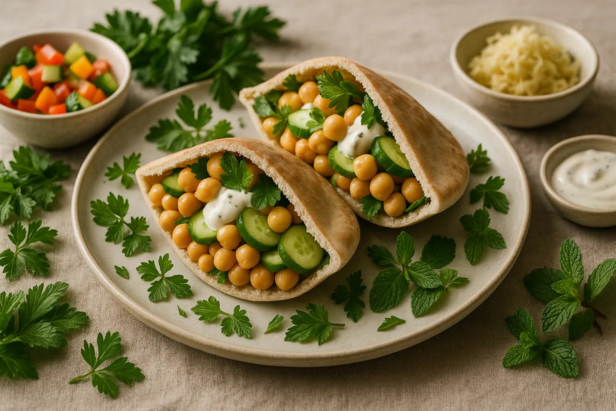 Chickpea Cucumber Pita Pockets