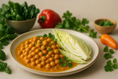 Chickpea curry with pointed cabbage
