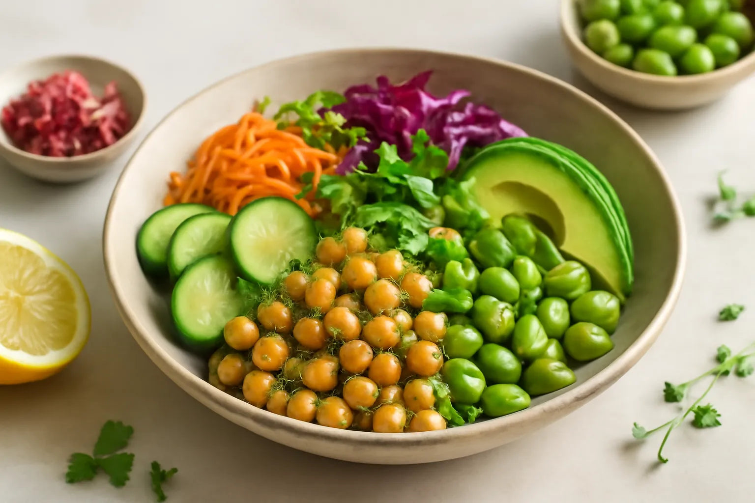 Chickpea Edamame Sesame Lemon Pokebowl