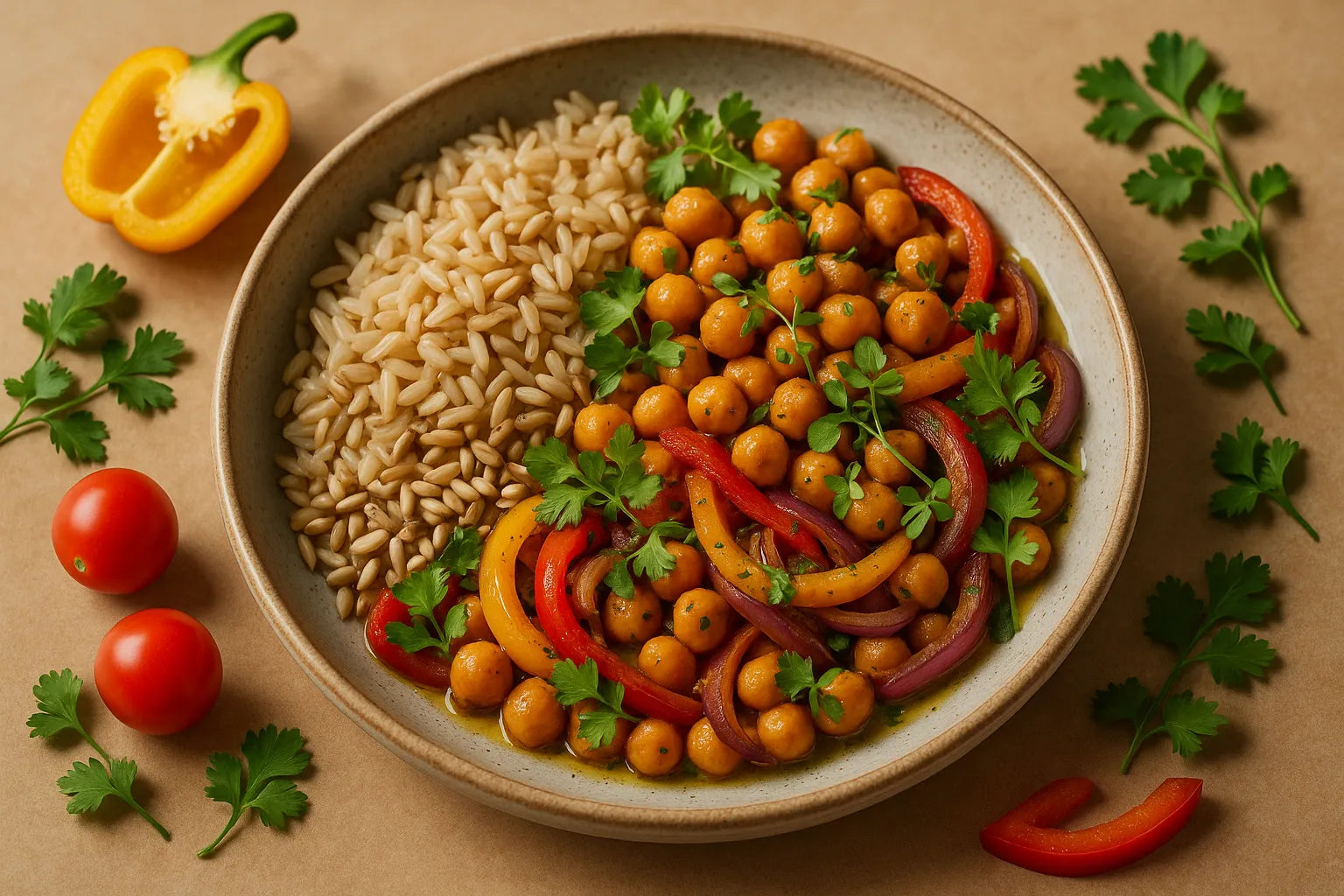 Kikkererwt fajita bowl