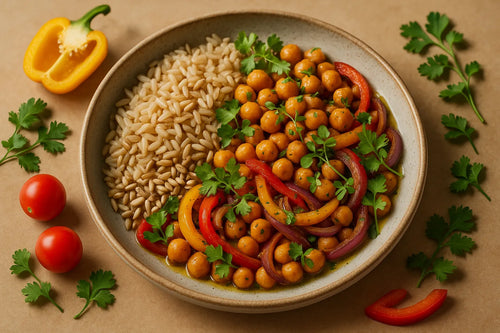 Kichererbsen-Fajita-Bowl