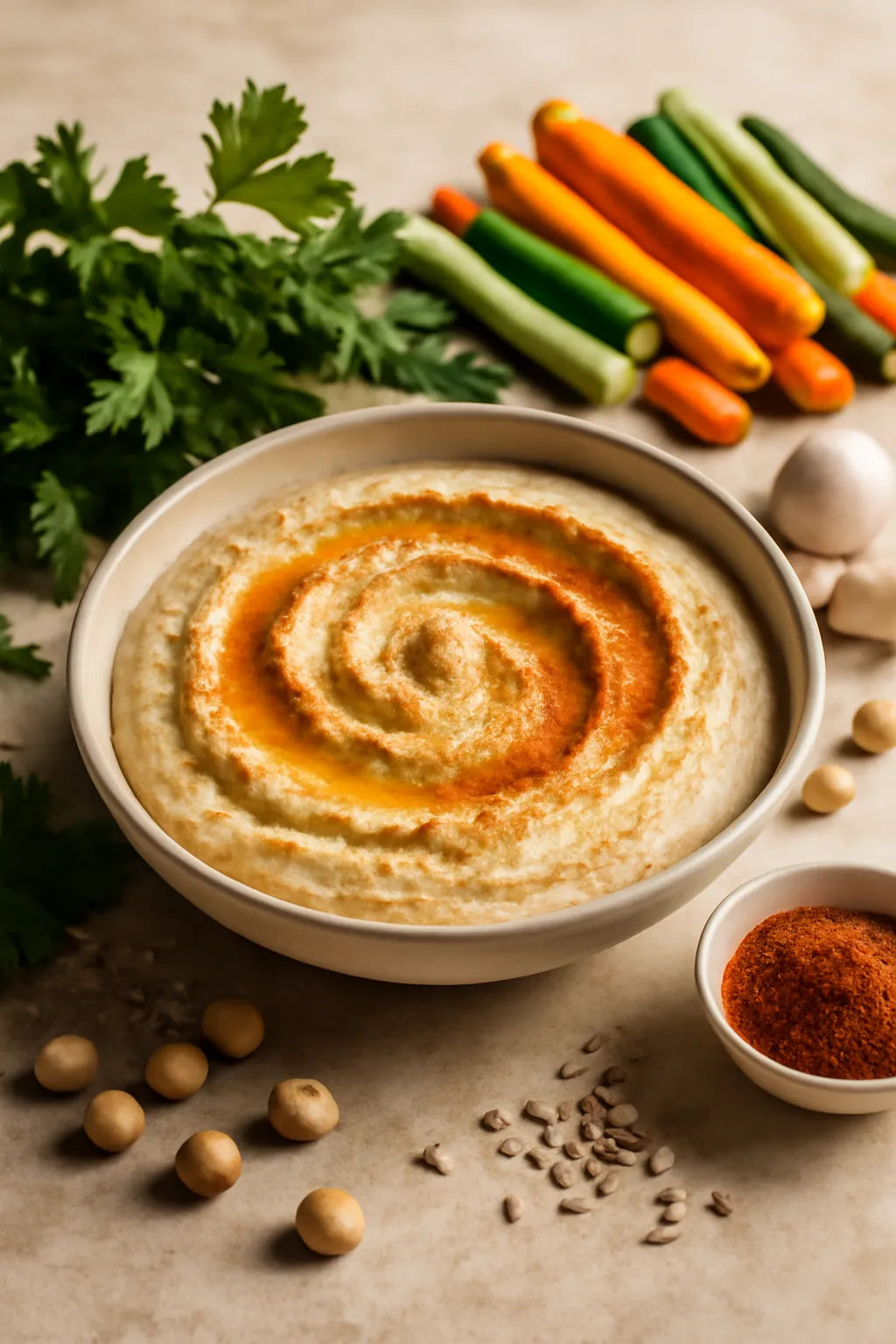 Kikkererwtenhummus met Spaanse paprikapoeder