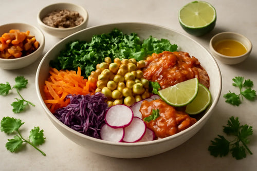 Chickpea Kimchi Sesame Lime Pokebowl