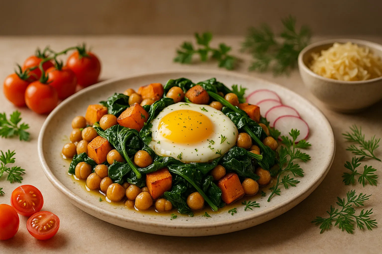 Chickpea Spinach Breakfast Hash