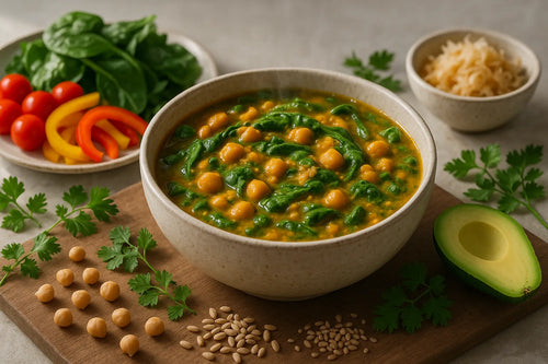 Curry de garbanzos y espinacas