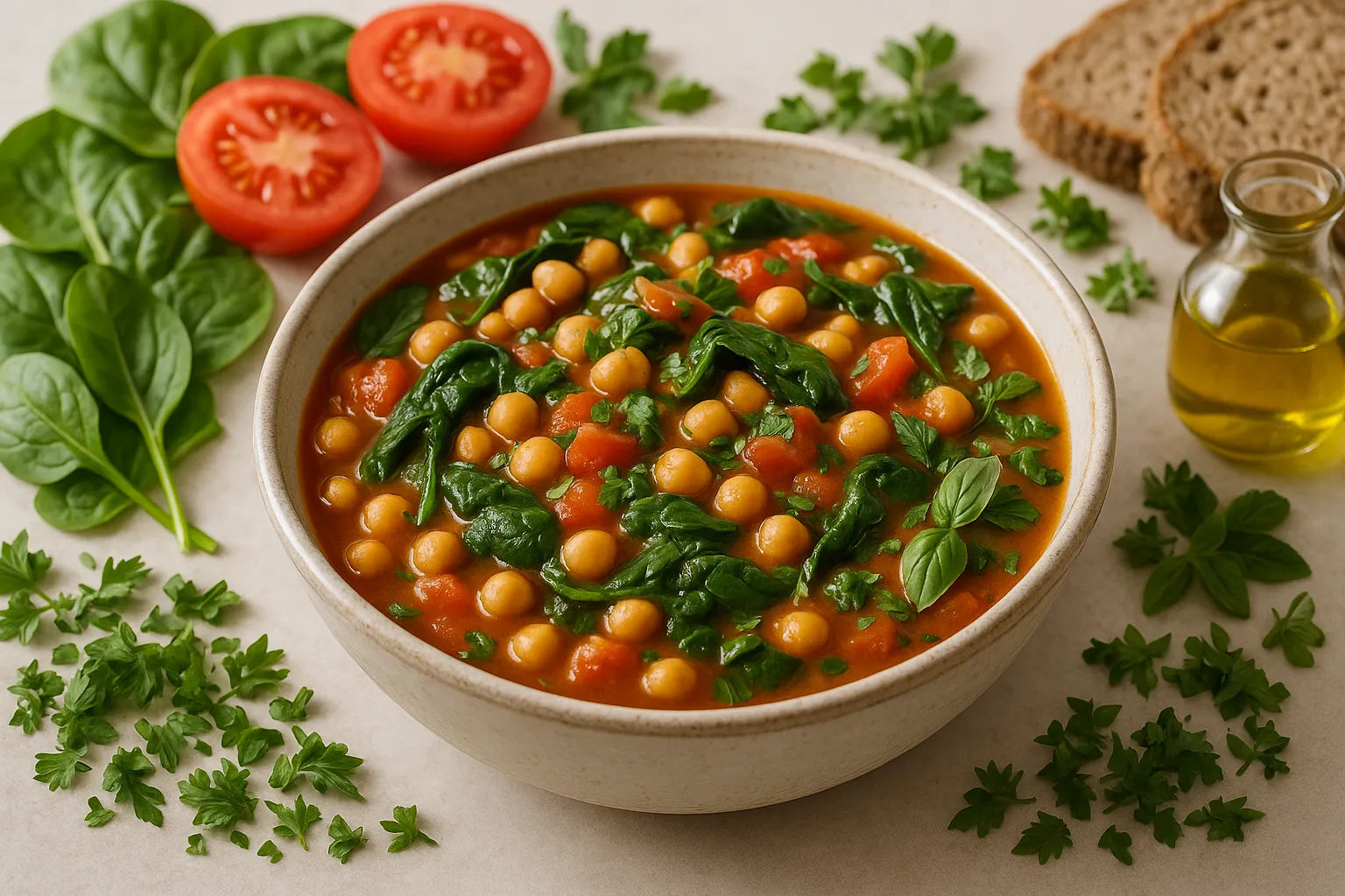 Chickpea Spinach Tomato Stew