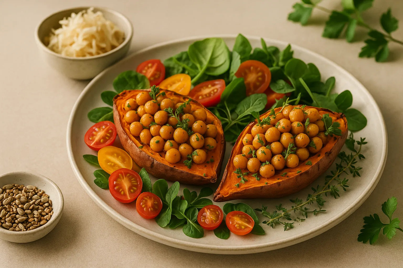 Patate dolci ripiene di ceci