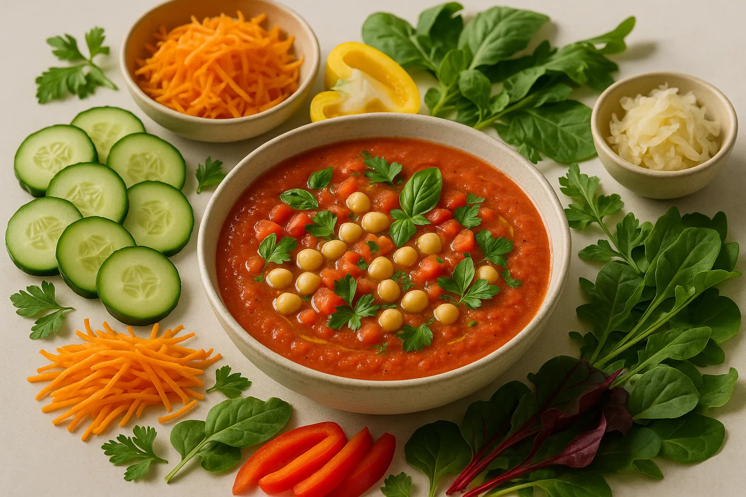 Chickpea Tomato Gazpacho Bowl