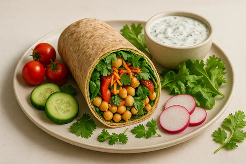 Chickpea Veggie Wrap with Yogurt Herb Sauce