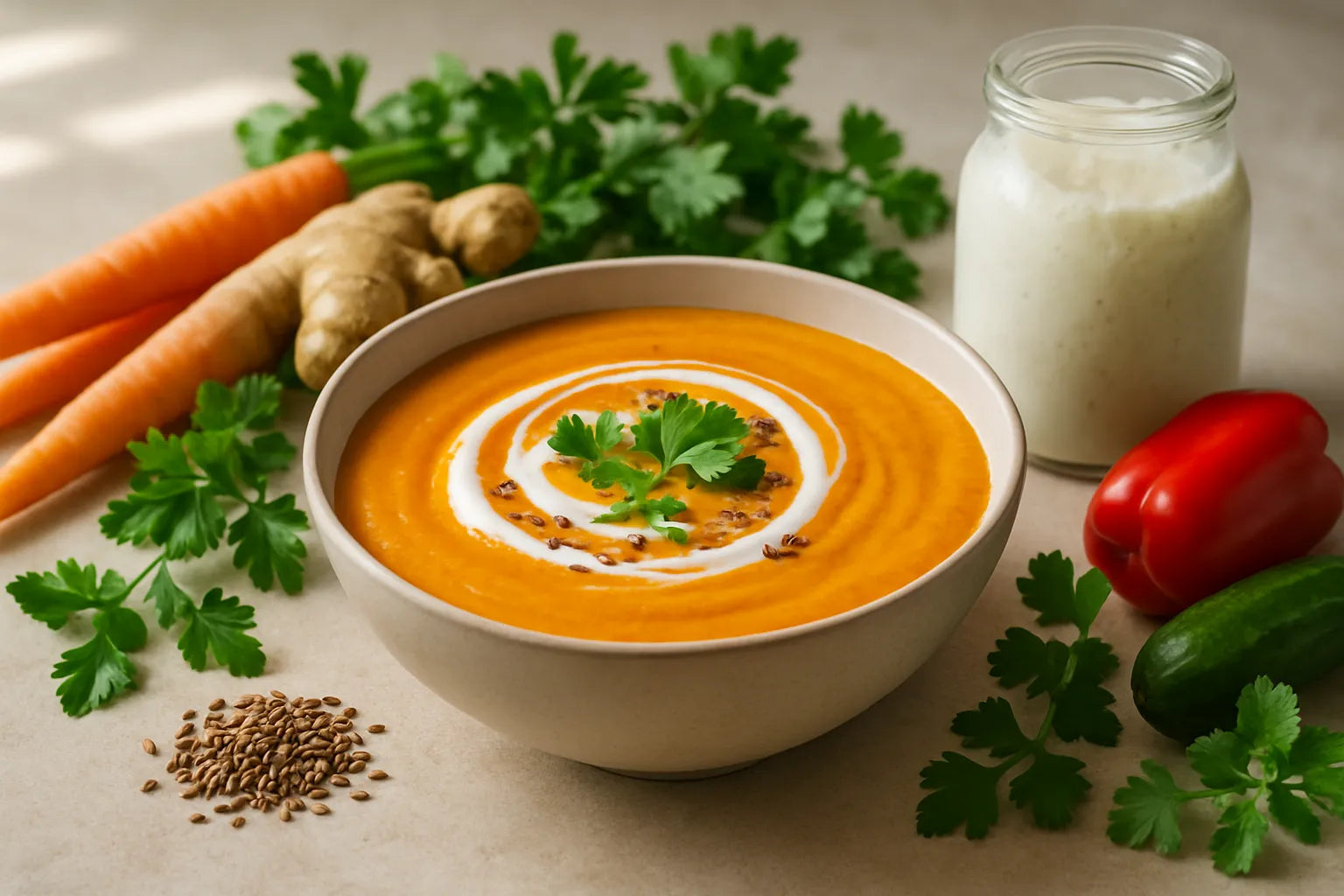 Chilled Carrot Ginger Kefir Soup