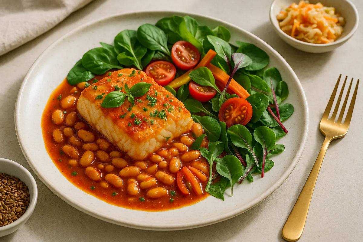 Cod in tomato sauce with beans