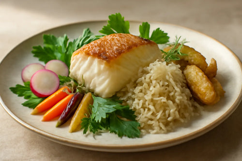 Cod with sauerkraut and potatoes