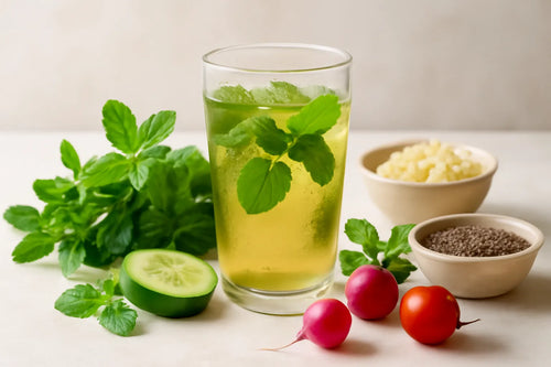 Cold sugar-free mint tea