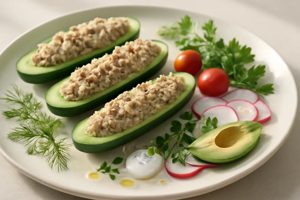 Cucumber boats with tuna
