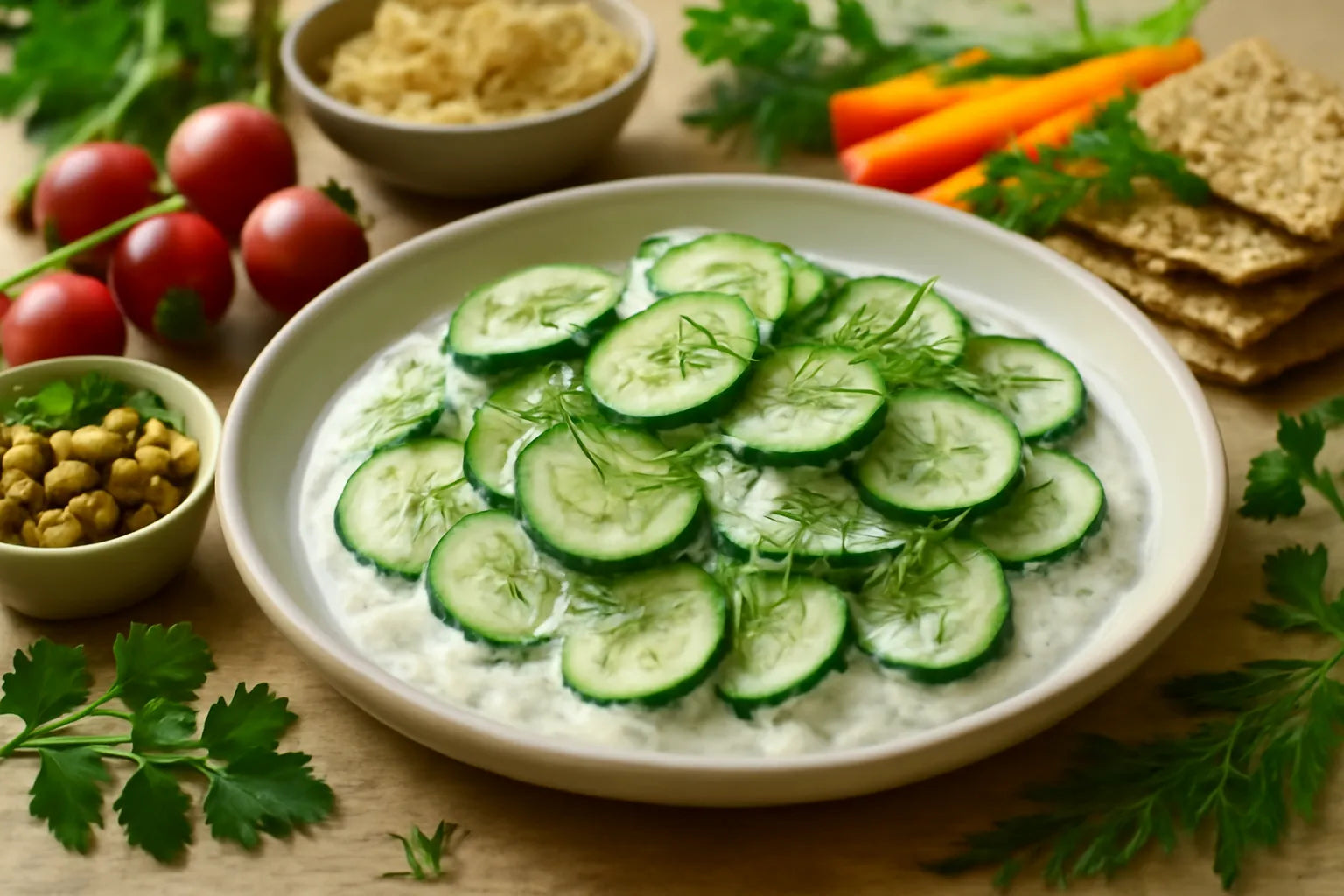 Cucumber salad with dill and yogurt