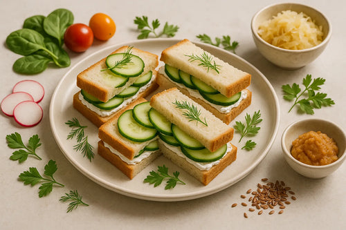 Sándwiches de pepino con queso crema ligero